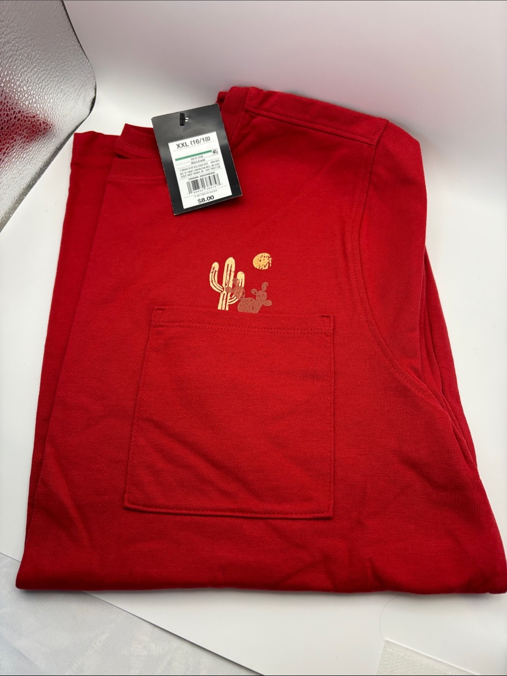 art class Red Short Sleeve Tee with Pocket and Desert Print